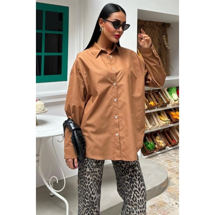 Klasik Oversize Poplin Gömlek 3421