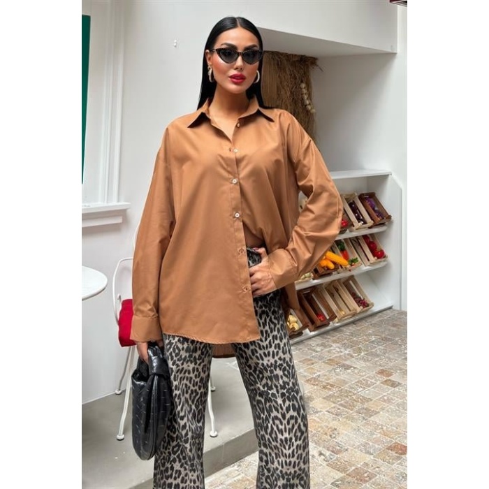 Klasik Oversize Poplin Gömlek 3421