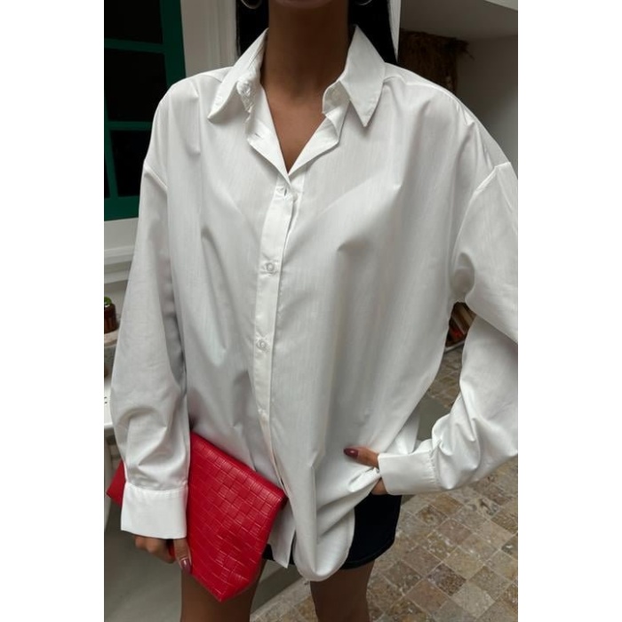 Klasik Oversize Poplin Gömlek 3421