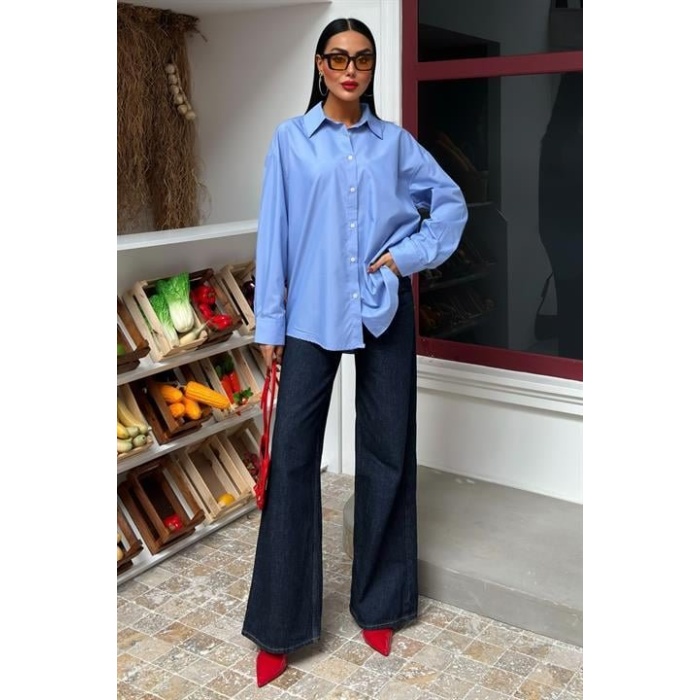 Klasik Oversize Poplin Gömlek 3421