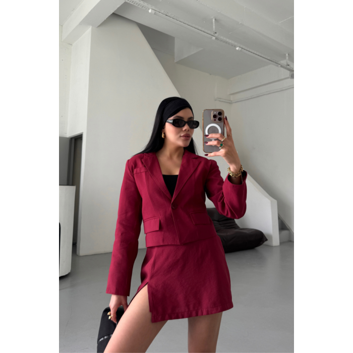 CROP CEKET - KISA ETEK TAKIM - Bordo