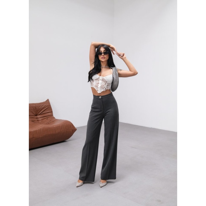 Yüksek Bel Straight Fit Palazzo Pantolon