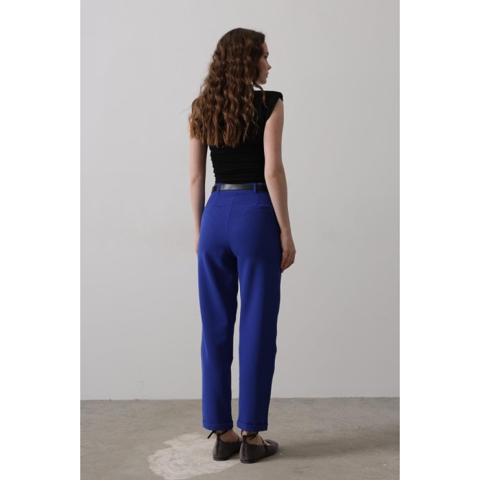 Kemerli Havuç Pantolon - Saks