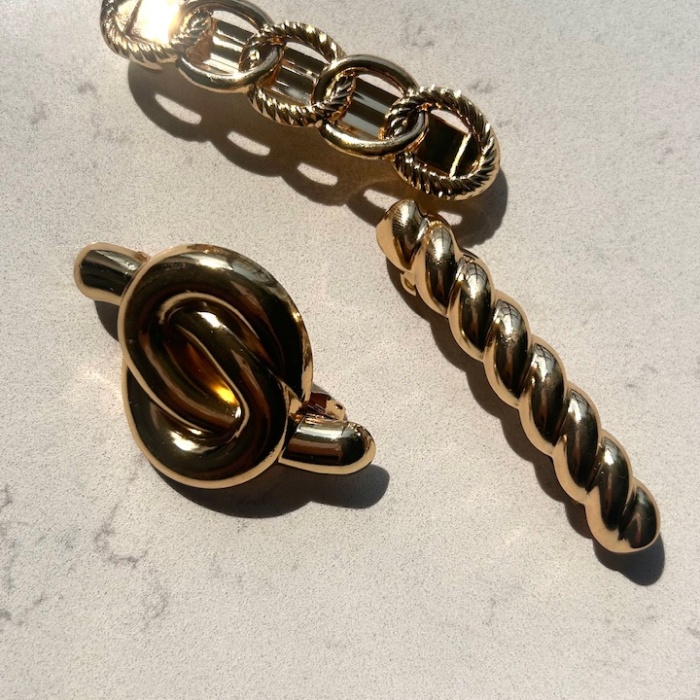 Metal düğüm toka 3 lü paket gold