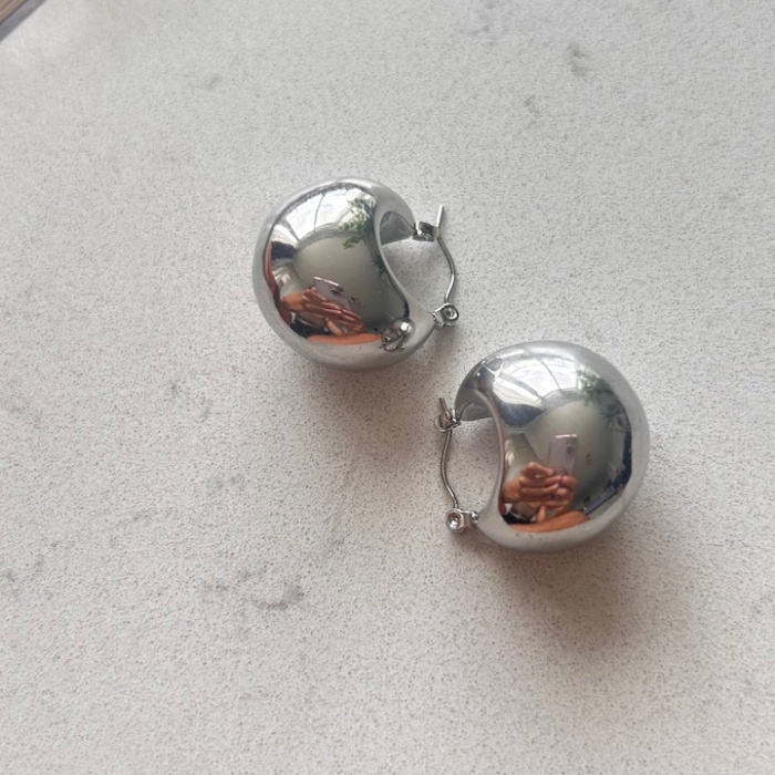 Çelik bomb küpe silver renk