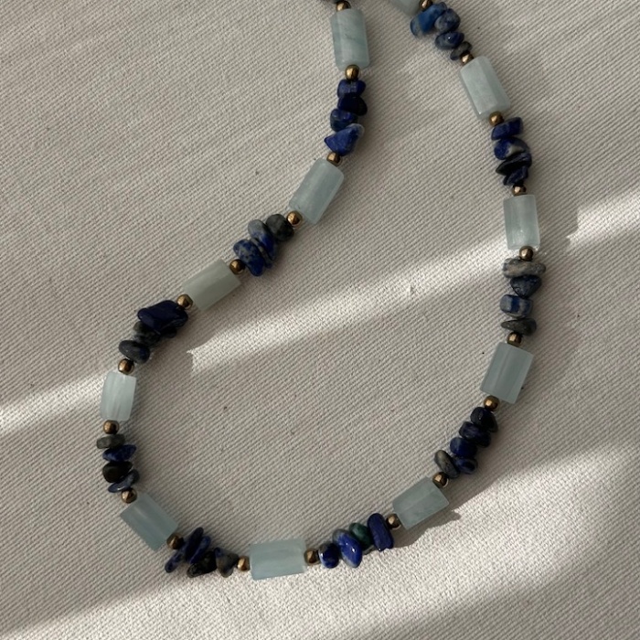 Akuamarin lapis lazuli kolye