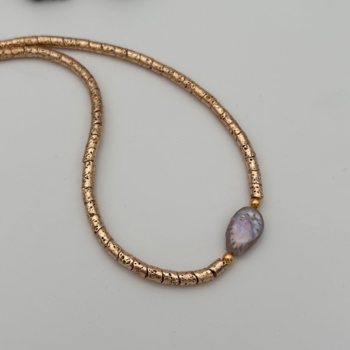 Gold Lav taşı incili kolye