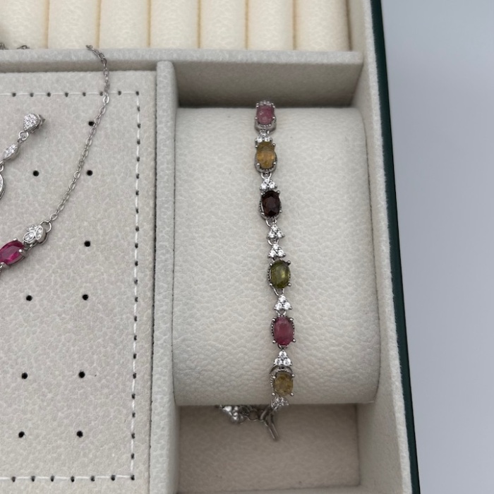 925 ayar gümüş turmalin taşlı set