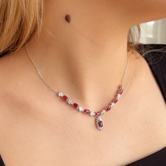 925 ayar gümüş Yakut taşlı set