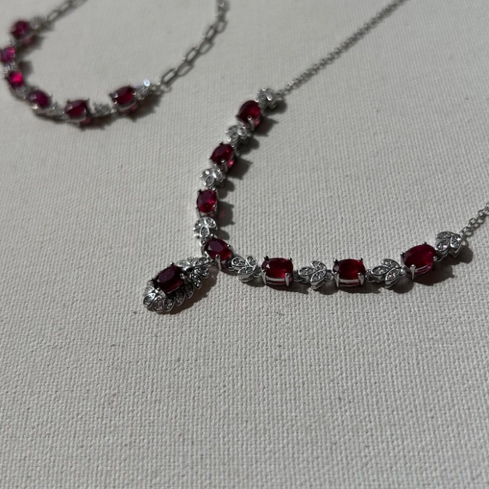 925 ayar gümüş Yakut taşlı set