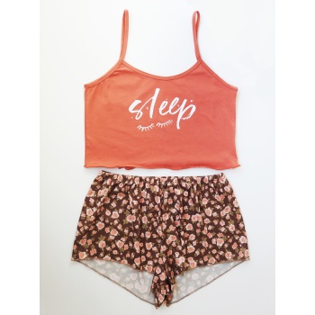 ÇİÇEK DESENLİ BASKILI ŞORT TAKIM