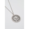 Viking Pusula Kolye (Vegvisir) - Düz Ezme İthal Zincirli Unisex Gümüş Kaplama - 60 cm