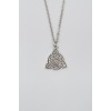 Triquetra - Kelt Düğümü Düz Ezme Zincir Kolye - Antik Gümüş Kaplama - Kadın Erkek - 60 cm
