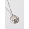 Kabartmalı Aslan Madalyon Kolye - Düz Ezme İthal Zincirli Unisex Gümüş Kaplama - 60 cm