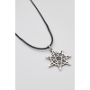 Heptagram Astroloji 7 Nokta Yıldız Kolye - PU Deri İp Zincirli Unisex Gümüş Kaplama - 60 cm