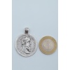 Roma Parası Sikke Gümüş Kaplama Deri İp Kolye