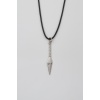Anime Ninja Kunai Siyah Deri İp Kolye - Antik Gümüş Kaplama - Kadın Erkek - 60 cm
