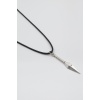 Anime Ninja Kunai Siyah Deri İp Kolye - Antik Gümüş Kaplama - Kadın Erkek - 60 cm