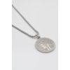 Francesca - Zambak Çiçeği Madalyon Örme Zincir Kolye - Antik Gümüş Kaplama - Kadın Erkek - 60 cm