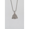 Triquetra - Kelt Düğümü Örme Zincir Kolye - Antik Gümüş Kaplama - Kadın Erkek - 60 cm