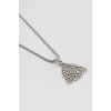 Triquetra - Kelt Düğümü Örme Zincir Kolye - Antik Gümüş Kaplama - Kadın Erkek - 60 cm