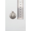 Kabartmalı Aslan Madalyon Kolye - PU Deri İp Zincirli Unisex Gümüş Kaplama - 60 cm