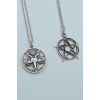 2li Lucifer Morning Star Pentagram Wicca Gümüş Kaplama Kolye Seti