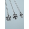 3lüPentagram Pagan - Keçi Şeytan Gümüş Kaplama Kolye Seti