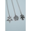 3lü Pentagram Ters Pentagram Keçi Kafası Gümüş Kaplama Kolye Seti