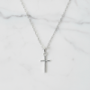 Mini Haç Gümüş Kaplama Düz Zincir Kolye