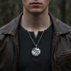 Büyülü Witcher 3 Madalyon Gümüş Kaplama Düz Zincir Kolye