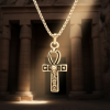Ankh Anahtarı - Nilin Anahtarı Gümüş Kaplama Örme Zincir Kolye