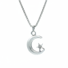 Ay Yıldız Gümüş Kaplama Örme Zincir Kolye
