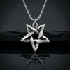 Pentagram Gümüş Kaplama Örme Zincir Kolye
