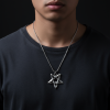 Pentagram Gümüş Kaplama Örme Zincir Kolye