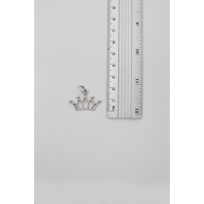 Taç Düz Ezme Zincir Kolye - Antik Gümüş Kaplama - Kadın Erkek - 60 cm