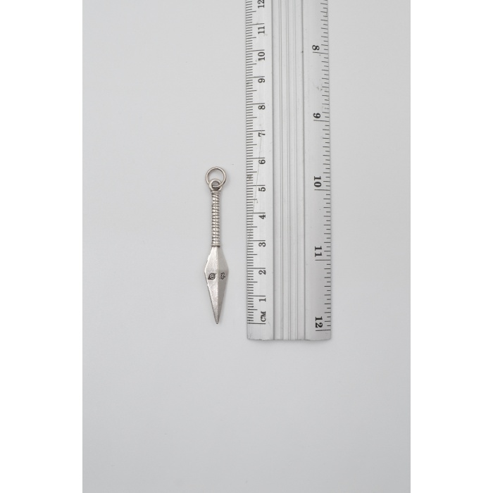 Anime Ninja Kunai Düz Ezme Zincir Kolye - Antik Gümüş Kaplama - Kadın Erkek - 60 cm