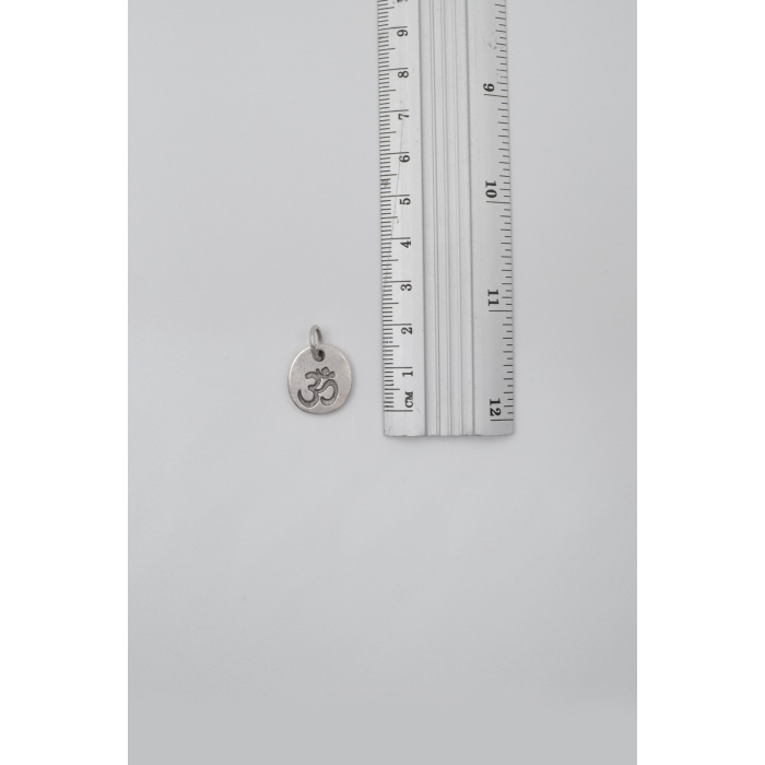 Om Aum Sembolü Düz Ezme Zincir Kolye - Antik Gümüş Kaplama - Kadın Erkek - 60 cm