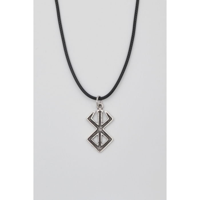 Berserk Manga Marka İşareti Kolye - PU Deri İp Zincirli Unisex Gümüş Kaplama Anime Takı - 60 cm