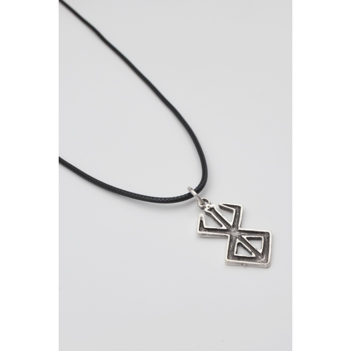 Berserk Manga Marka İşareti Kolye - PU Deri İp Zincirli Unisex Gümüş Kaplama Anime Takı - 60 cm