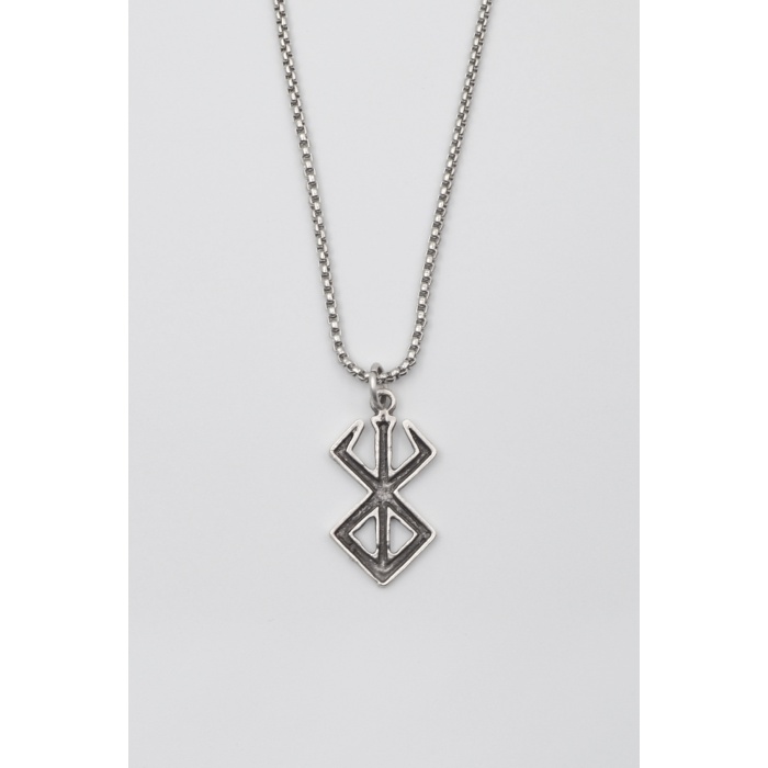 Berserk Anime Manga Sembol Kolye - Örme İthal Zincirli Unisex Gümüş Kaplama Takı - 60 cm