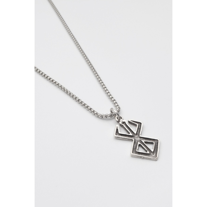 Berserk Anime Manga Sembol Kolye - Örme İthal Zincirli Unisex Gümüş Kaplama Takı - 60 cm