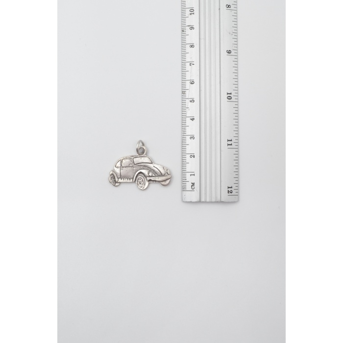 Nostaljik Vosvos Siyah Deri İp Kolye - Antik Gümüş Kaplama - Kadın Erkek - 60 cm