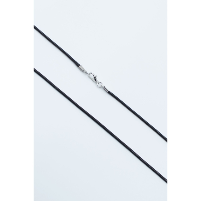 Minimalist Kalp Siyah Deri İp Kolye - Antik Gümüş Kaplama - Kadın Erkek - 60 cm