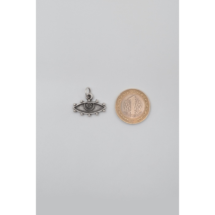 Bohem Koruyucu Göz Örme Zincir Kolye - Antik Gümüş Kaplama - Kadın Erkek - 60 cm