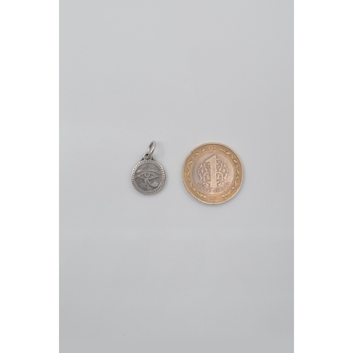 Horusun Gözü Örme Zincir Kolye - Antik Gümüş Kaplama - Kadın Erkek - 60 cm