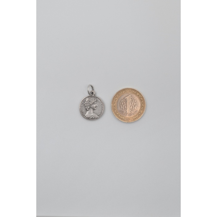 İngiliz Kraliçe II. Elizabeth Örme Zincir Kolye - Antik Gümüş Kaplama - Kadın Erkek - 60 cm