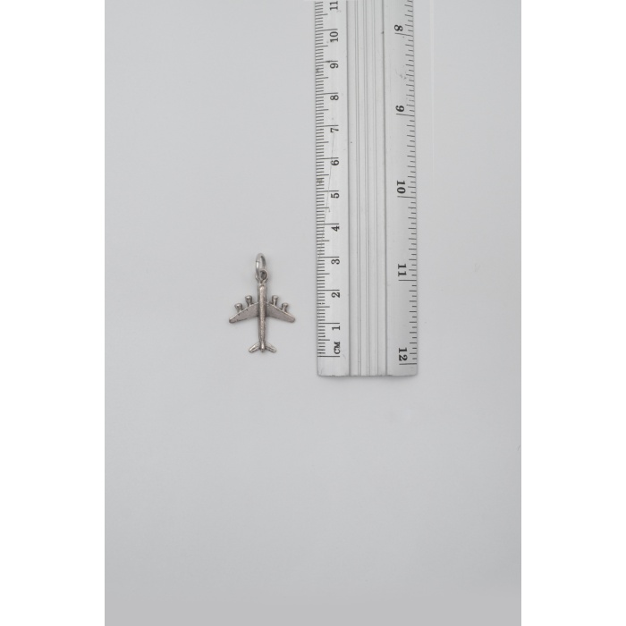 Küçük Uçak Örme Zincir Kolye - Antik Gümüş Kaplama - Kadın Erkek - 60 cm