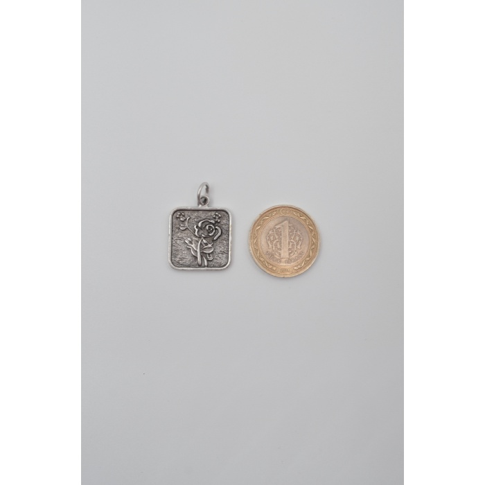 Otantik Gül Örme Zincir Kolye - Antik Gümüş Kaplama - Kadın Erkek - 60 cm