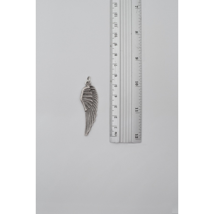 Melek Kanadı Örme Zincir Kolye - Antik Gümüş Kaplama - Kadın Erkek - 60 cm